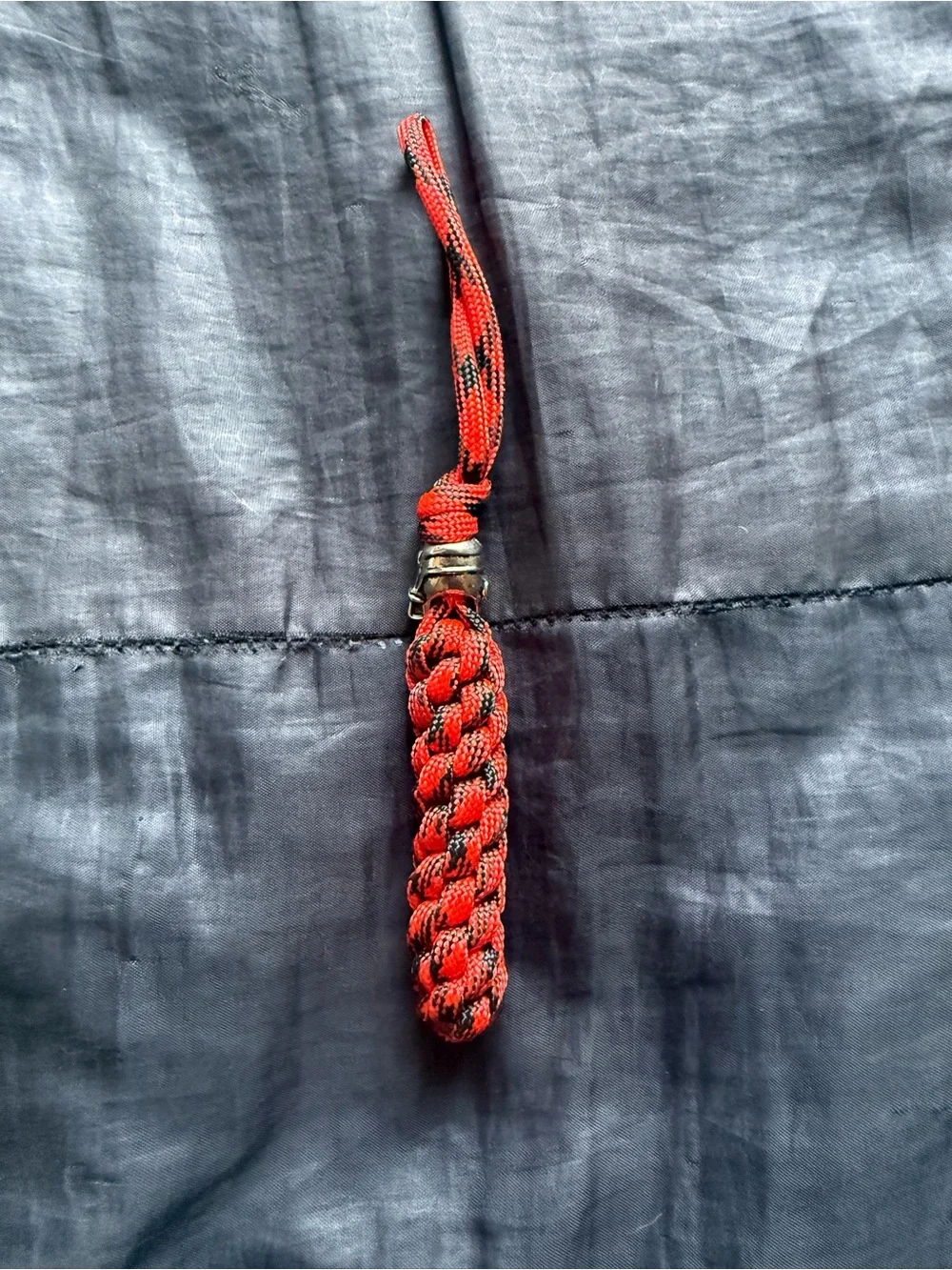 Red Braided Knife Paracord Lanyard with Skull Accent
